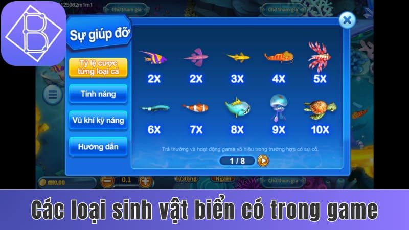 Các loại sinh vật biển có trong game bắn cá